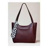 fular & bags Kadın Ön Cepli Fularlı Fermuarlı Ve Çıtçıt Kapamalı Bordo Shopper El Ve Omuz Çantası