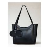 fular & bags Kadın Ön Cepli Gözlük Kılıflı Fermuarlı Ve Çıtçıt Kapamalı Siyah Shopper El Ve Omuz Çantası