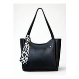 fular & bags Kadın Ön Cepli Leopar Fularlı Fermuarlı Ve Çıtçıt Kapamalı Siyah Shopper El Ve Omuz Çantası