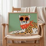 Fularlı Benekli Çita Çocuk Odası Duvar Posteri Çerçeveli Tablo Duvar Dekorasyonu - 30 x 40 - Ahşap Çerçeveli