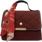 Fularlı Zincirli Mini Omuz Çantası - Bordo