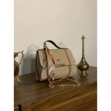 Fularlı Zincirli Mini Omuz Çantası - Vizon
