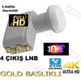 Full Hd 4K 3D Lnb 4 Lü Quad 4 Çıkışlı Lnb Full Hd 3D 4K Gold