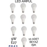 Full Reyon 10 Adet 9 Watt E27 Beyaz Işık Duylu Led Ampul