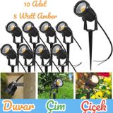 Full Reyon 10 Adet Elektrikle Çalışır, 5 Watt Amber Işık Kazıklı Bahçe Armatürü Çim Çiçek Ağaç Aydınlatma Aplik