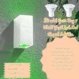 Full Reyon 14 Watt Yeşil Işık Beyaz Kasa Kasa Çift Yönlü İç Ve Dış Mekan Armatür, Bahçe Duvar Aydınlatma Apliği