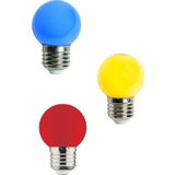 Full Reyon 3 Adet 5 Watt Sarı, Mavi Ve Kırmızı Renkli E27 Duylu Gece Lambası Ampulü, Ağaç Feneri Ampulü