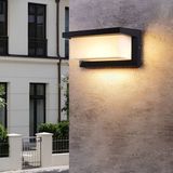 Full Reyon 3000K Günışığı 18 Watt Bahçe Duvar Apliği, Villa Dış Cephe Aplik, Kapı Giriş Aplik, Modern LED Aplik - Siyah