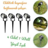 Full Reyon 4 Adet Elektrikle Çalışır, 7 Watt Yeşil Işık Kazıklı Bahçe Armatürü, Çim, Çiçek, Ağaç Aydınlatması
