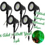 Full Reyon 5 Adet Elektrikle Çalışır, 7 Watt Yeşil Işık Kazıklı Bahçe Armatürü, Çim, Çiçek, Ağaç Aydınlatması