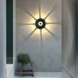 Full Reyon 7 Watt Gün Işığı Ledli Yaprak Işık Desenli Dekoratif Iç ve Dış Mekan Aplik, Modern Tasarım Armatür - Siyah