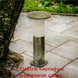 Full Reyon Antik Eskitme, 41 Cm, E27 Duylu Dekoratif Set Üstü Mantar Aplik, Bahçe, Çim, Teras, Duvar Armatürü