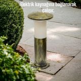 Full Reyon Antik Eskitme, 41 cm Mantar Aplik, E27 Duylu Bahçe, Duvar, Çim, Yürüyüş Yolu, Teras, Kamelya Armatür - Metalize