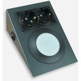 Full Reyon Antrasit Metal Kasa, Çift Prizli, 2,5 Watt Beyaz Işık Ledli Aç - Kapa Düğmeli Tezgah - Dolap Armatürü - 3000K - Günışığı