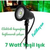 Full Reyon Elektrikle Çalışır, 7 Watt Yeşil Işık Kazıklı Bahçe Armatürü, Çim Çiçek, Ağaç Aydınlatma Led Armatür