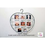 Full Reyon Elma Tema Fotoğraf Askısı Tel Askılık Metal Pano Duvar Askılığı Notluk