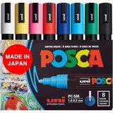 Full Set 8 Akrilik Boya Kalemi Ters Çevrilebilir Orta Uçlu Kalem Uçları, Posca Kalemleri Kaya Boyama, Kumaş, Cam Boya, Metal Boya ve Grafiti Için Akrilik Boya Işaretleyicileridir