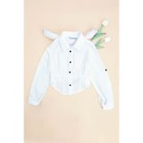 Fulla Moda Basic Beli Gipeli Crop Kız Çocuk Gömlek
