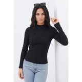 Fulla Moda Basic Dik Yaka Slim Fit Bluz