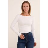 Fulla Moda Basic Kayık Yaka Modal Bluz