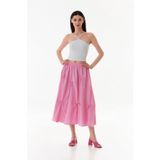 Fulla Moda Beli Lastikli Kurdeleli Terikoton Kumaş Etek