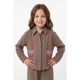 Fulla Moda Çiçek Nakışlı Müslin Kumaş Kız Çocuk Gömlek