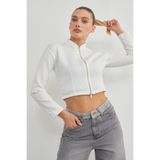 Fulla Moda Fermuarlı Hakim Yaka Crop Spor Ceket