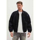 Fulla Moda Fermuarlı Polo Yaka Kadife Bomber Ceket