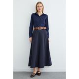 Fulla Moda Kemerli Pileli Maxi Boy Etek