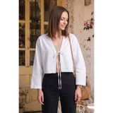 Fulla Moda Önü Bağlamalı Geniş Kol Crop Bluz