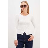 Fulla Moda Önü Çıtçıtlı Ribanalı Slim Fit Bluz