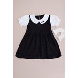 Fulla Moda Taşlı Bebe Yaka Fiyonklu Kız Çocuk Elbise