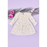 FullaModa %100 Pamuk Çiçekli Dantelli Kız Çocuk Elbise - 6 Yaş - Pembe