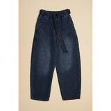 FullaModa %100 Pamuk Kemerli Erkek Çocuk Baggy Pantolon - Füme - 10 - 11 Yaş