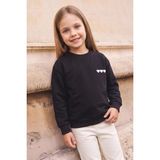 FullaModa 3 Iplik Kalp Nakışlı Bisiklet Yaka Kız Çocuk Sweatshirt - Siyah - 12 - 13 Yaş