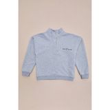 FullaModa 3 Iplik Yarım Fermuarlı Dik Yaka Kız Çocuk Sweatshirt - Gri - 9 - 10 Yaş