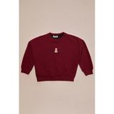 FullaModa Ayıcık Baskılı Oversize Kız Çocuk Sweatshirt - Bordo - 13 - 14 Yaş