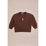 FullaModa Ayıcık Baskılı Oversize Kız Çocuk Sweatshirt - Kahve - 7 - 8 Yaş