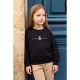FullaModa Ayıcık Baskılı Oversize Kız Çocuk Sweatshirt - Siyah - 13 - 14 Yaş
