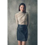 FullaModa Basic Yanı Büzgülü Bluz - Bej