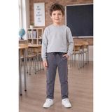 FullaModa Beli Bağlamalı Duble Paça Erkek Çocuk Pantolon - Füme - 9 Yaş