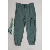 FullaModa Beli Lastikli Kargo Cep Jogger Erkek Çocuk Pantolon - Haki - 5 - 6 Yaş