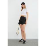 FullaModa Beli Lastikli Şortlu Tenis Eteği - Siyah - M - L