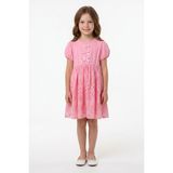 FullaModa Brode Detaylı Fiyonklu Kız Çocuk Elbise - 3 Yaş - Pembe