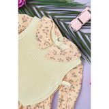 FullaModa Çiçekli Triko Süveterli Kız Çocuk Elbise - 4 Yaş - Bej