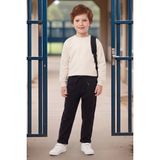 FullaModa Duble Paça Beli Bağlamalı Erkek Çocuk Pantolon - Siyah - 11 Yaş