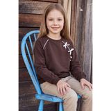 FullaModa Fiyonk Nakışlı Biyeli Bisiklet Yaka Kız Çocuk Sweatshirt - Kahve - 6 - 7 Yaş