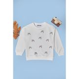 FullaModa Fiyonk Nakışlı Taşlı Kız Çocuk Sweatshirt - Ekru - 10 - 11 Yaş