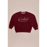 FullaModa Kabartma Baskılı Oversize Kız Çocuk Sweatshirt - Bordo - 11 - 12 Yaş
