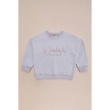 FullaModa Kabartma Baskılı Oversize Kız Çocuk Sweatshirt - Gri - 9 - 10 Yaş